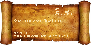 Ruzsinszky Asztrid névjegykártya